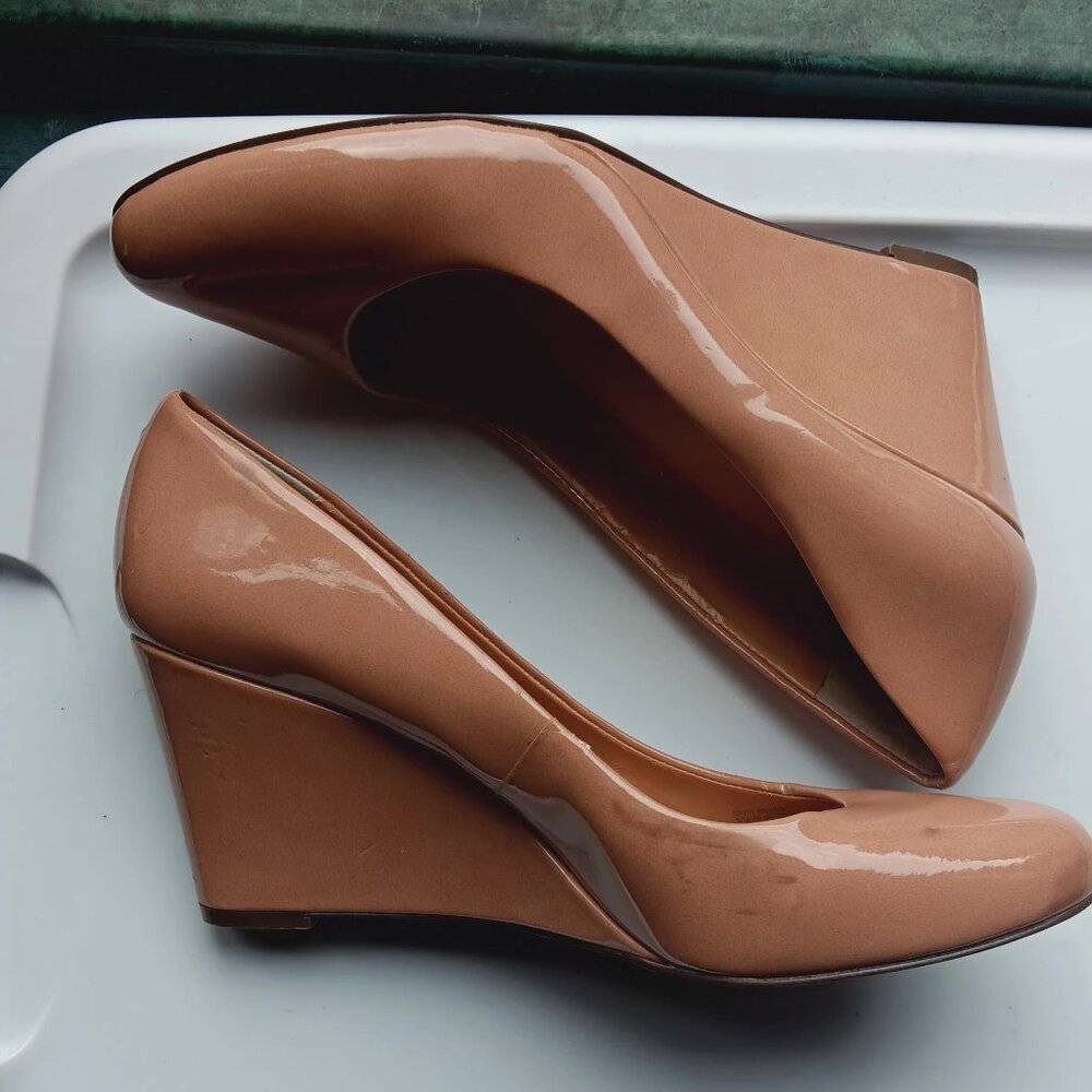 "J-Crew" nude wedge shoes